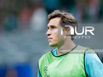 Federico Chiesa of Liverpool FC looks on during the UEFA Champions League 2024/25 League Phase MD1 match between AC Milan and Liverpool FC a...