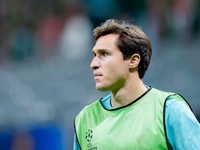 Federico Chiesa of Liverpool FC looks on during the UEFA Champions League 2024/25 League Phase MD1 match between AC Milan and Liverpool FC a...