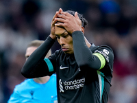 Virgil van Dijk of Liverpool FC reacts during the UEFA Champions League 2024/25 League Phase MD1 match between AC Milan and Liverpool FC at...