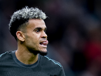 Luis Diaz of Liverpool FC reacts during the UEFA Champions League 2024/25 League Phase MD1 match between AC Milan and Liverpool FC at Stadio...