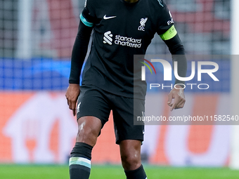 Virgil van Dijk of Liverpool FC during the UEFA Champions League 2024/25 League Phase MD1 match between AC Milan and Liverpool FC at Stadio...