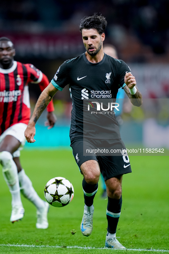 Dominik Szoboszlai of Liverpool FC during the UEFA Champions League 2024/25 League Phase MD1 match between AC Milan and Liverpool FC at Stad...