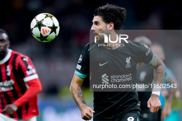 Dominik Szoboszlai of Liverpool FC during the UEFA Champions League 2024/25 League Phase MD1 match between AC Milan and Liverpool FC at Stad...