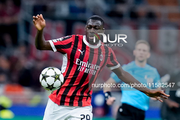 Youssouf Fofana of AC Milan during the UEFA Champions League 2024/25 League Phase MD1 match between AC Milan and Liverpool FC at Stadio San...