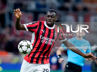 Youssouf Fofana of AC Milan during the UEFA Champions League 2024/25 League Phase MD1 match between AC Milan and Liverpool FC at Stadio San...