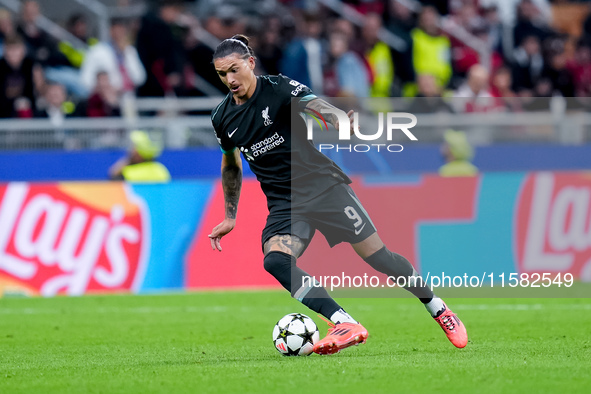 Darwin Nunez of Liverpool FC during the UEFA Champions League 2024/25 League Phase MD1 match between AC Milan and Liverpool FC at Stadio San...