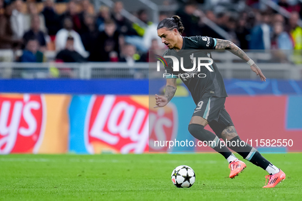 Darwin Nunez of Liverpool FC during the UEFA Champions League 2024/25 League Phase MD1 match between AC Milan and Liverpool FC at Stadio San...