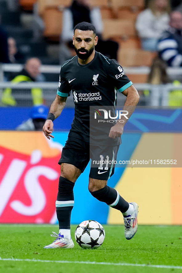 Mohamed Salah of Liverpool FC during the UEFA Champions League 2024/25 League Phase MD1 match between AC Milan and Liverpool FC at Stadio Sa...