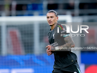 Darwin Nunez of Liverpool FC looks on during the UEFA Champions League 2024/25 League Phase MD1 match between AC Milan and Liverpool FC at S...