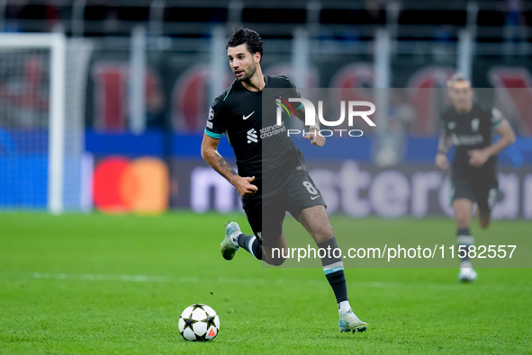 Dominik Szoboszlai of Liverpool FC during the UEFA Champions League 2024/25 League Phase MD1 match between AC Milan and Liverpool FC at Stad...