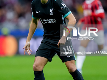 Federico Chiesa of Liverpool FC looks on during the UEFA Champions League 2024/25 League Phase MD1 match between AC Milan and Liverpool FC a...