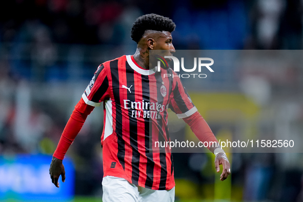 Emerson Royal of AC Milan looks on during the UEFA Champions League 2024/25 League Phase MD1 match between AC Milan and Liverpool FC at Stad...