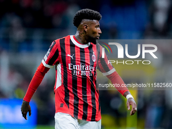 Emerson Royal of AC Milan looks on during the UEFA Champions League 2024/25 League Phase MD1 match between AC Milan and Liverpool FC at Stad...