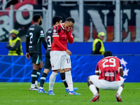 Noah Okafor of AC Milan and Youssouf Fofana of AC Milan look dejected at the end of the UEFA Champions League 2024/25 League Phase MD1 match...