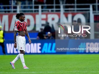 Rafael Leao of AC Milan leaves the pitch dejected during the UEFA Champions League 2024/25 League Phase MD1 match between AC Milan and Liver...