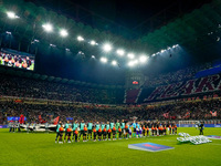 Team’s line up during the UEFA Champions League 2024/25 League Phase MD1 match between AC Milan and Liverpool FC at Stadio San Siro on Septe...