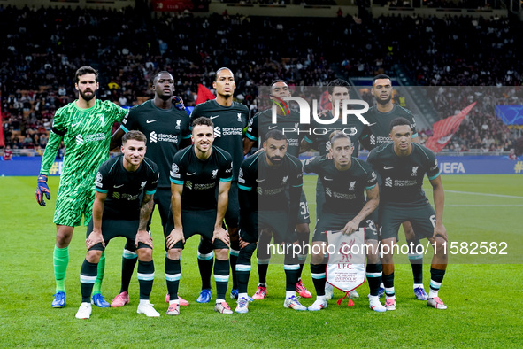 Liverpool FC line up during the UEFA Champions League 2024/25 League Phase MD1 match between AC Milan and Liverpool FC at Stadio San Siro on...