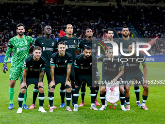 Liverpool FC line up during the UEFA Champions League 2024/25 League Phase MD1 match between AC Milan and Liverpool FC at Stadio San Siro on...