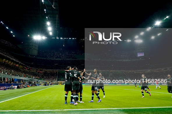 Virgil van Dijk of Liverpool FC celebrates after scoring second goal during the UEFA Champions League 2024/25 League Phase MD1 match between...