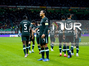 Virgil van Dijk of Liverpool FC celebrates after scoring second goal during the UEFA Champions League 2024/25 League Phase MD1 match between...