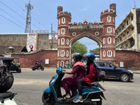 Traffic drives past the East Fort gateway in Thiruvananthapuram, Kerala, India, on April 2, 2024. (