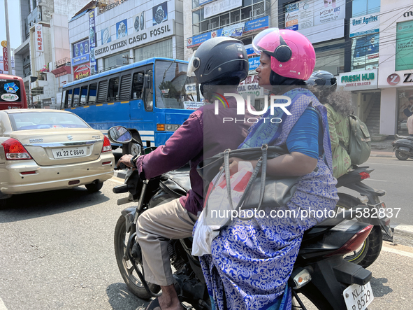 Traffic in Thiruvananthapuram, Kerala, India, on April 1, 2024. 