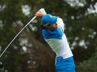 GAINESVILLE, VIRGINIA - SEPTEMBER 13: Carlota Ciganda of Team Europe plays her tee shot on the third green during Foursome Matches on Day On...