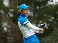 GAINESVILLE, VIRGINIA - SEPTEMBER 13: Carlota Ciganda of Team Europe plays her tee shot on the third green during Foursome Matches on Day On...