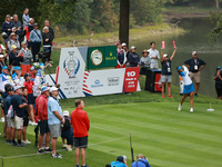 GAINESVILLE, VIRGINIA - SEPTEMBER 13: Celine Boutier of Team Europe plays her tee shot on the 10th hole during Foursome Matches on Day One o...