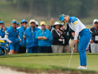 GAINESVILLE, VIRGINIA - SEPTEMBER 13: Emily Kristine Pedersen of Team Europe plays her putt on the 16th green during Foursome Matches on Day...