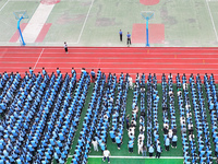 Prosecutors organize a ''9.18'' patriotic education activity on the campus of No. 1 Middle School in Lianyungang, China, on September 18, 20...