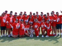 GAINESVILLE, VIRGINIA - SEPTEMBER 15: Members of Team USA Vice Captain Morgan Pressel, Lilia Vu, Rose Zhang, Captain Stacy Lewis(front row c...