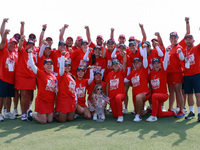 GAINESVILLE, VIRGINIA - SEPTEMBER 15: Members of Team USA Vice Captain Morgan Pressel, Lilia Vu, Rose Zhang, Captain Stacy Lewis(front row c...