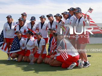 GAINESVILLE, VIRGINIA - SEPTEMBER 15: Members of Team USA Vice Captain Morgan Pressel, Lilia Vu, Rose Zhang, Captain Stacy Lewis(front row c...