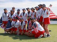 GAINESVILLE, VIRGINIA - SEPTEMBER 15: Members of Team USA Vice Captain Morgan Pressel, Lilia Vu, Rose Zhang, Captain Stacy Lewis(front row c...