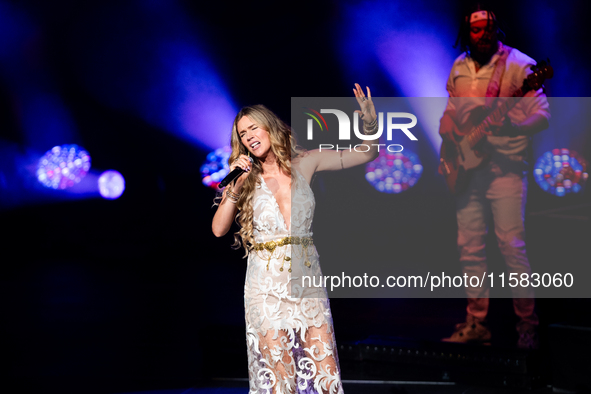 Joss Stone performs on Movistar Arena's stage in Buenos Aires, Argentina, on September 17, 2024 