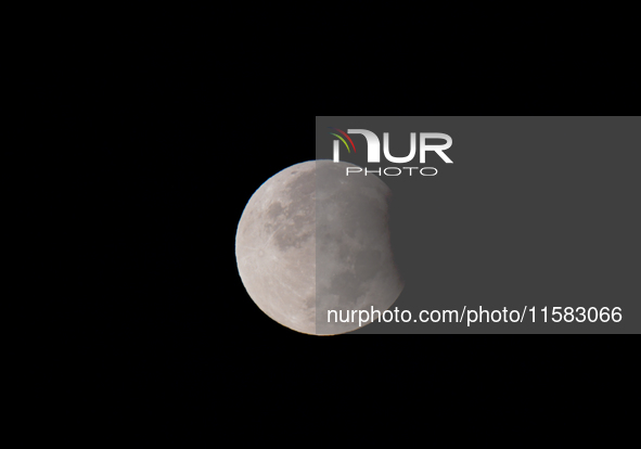 A partial lunar eclipse was observed at dawn today, Wednesday, September 18, 2024. During the event, approximately 3.5% of the Moon's surfac...