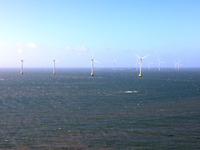 Wind turbines stand in the sea and rotate continuously at Pingtan Comprehensive Experimental Zone in Fujian, China, on September 17, 2024. (