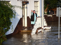 A resident is seen after Nysa Klodzka river flooded town of Lewin Brzeski in southwestern Poland, on September 17th, 2024. Storm Boris has c...