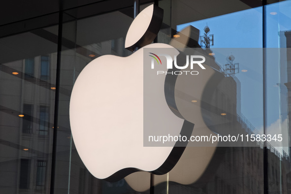 Customers are seen at an Apple Store near Nanjing Road Pedestrian Street in Shanghai, China, on September 18, 2024. 