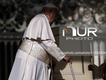 Pope Francis arrives for the weekly general audience in The Vatican, on September 18, 2024, at St Peter's Square. (