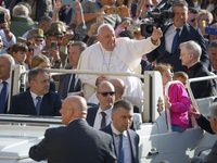 Pope Francis arrives for the weekly general audience in The Vatican, on September 18, 2024, at St Peter's Square. (