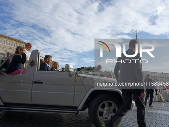 Pope Francis arrives for the weekly general audience in The Vatican, on September 18, 2024, at St Peter's Square. (