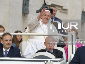 Pope Francis arrives for the weekly general audience in The Vatican, on September 18, 2024, at St Peter's Square. (