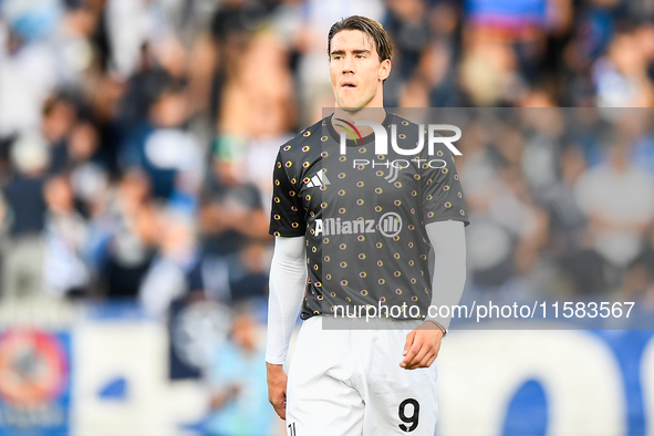 Dusan Vlahovic of Juventus during the Serie A match between Empoli and Juventus at Stadio Carlo Castellani in Empoli, Italy, on September 14...