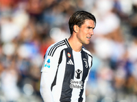 Dusan Vlahovic of Juventus shows disappointment during the Serie A match between Empoli and Juventus at Stadio Carlo Castellani in Empoli, I...