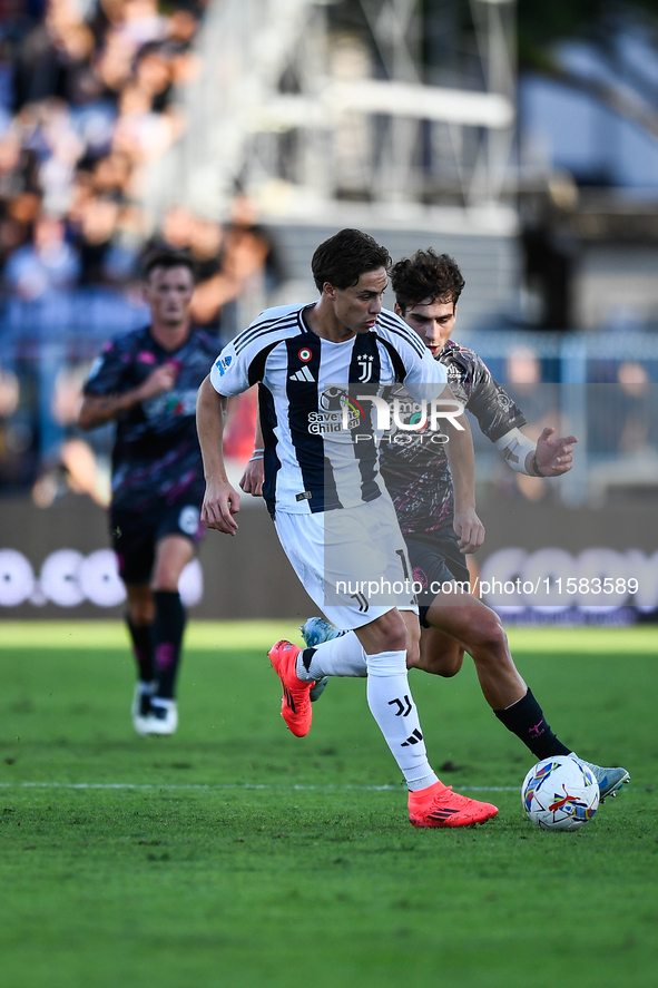 Kenan Yldiz of Juventus during the Serie A match between Empoli and Juventus at Stadio Carlo Castellani in Empoli, Italy, on September 14, 2...