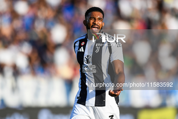 Gleison Bremer of Juventus during the Serie A match between Empoli and Juventus at Stadio Carlo Castellani in Empoli, Italy, on September 14...