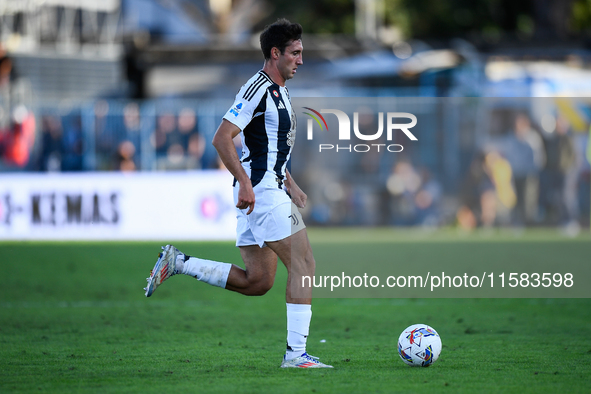 Andrea Cambiaso of Juventus during the Serie A match between Empoli and Juventus at Stadio Carlo Castellani in Empoli, Italy, on September 1...