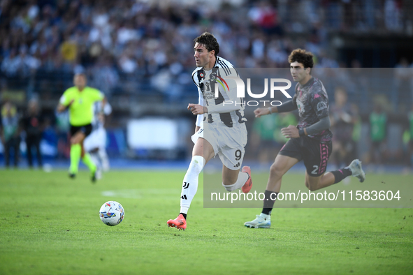 Dusan Vlahovic of Juventus during the Serie A match between Empoli and Juventus at Stadio Carlo Castellani in Empoli, Italy, on September 14...